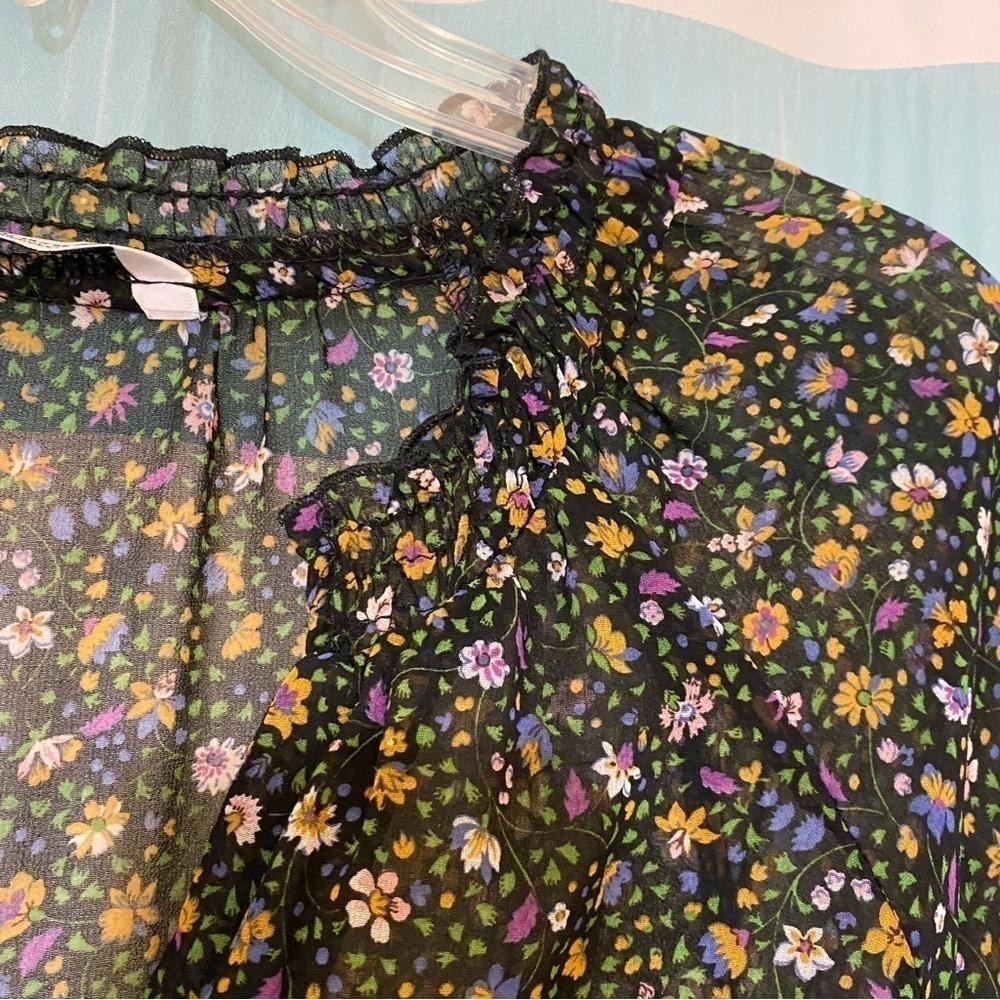 Zara Floral Sheer Lined Dress Sz Medium - Picture 4 of 9